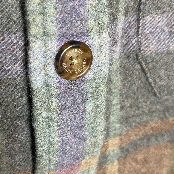 Lauren Ralph Lauren Plaid Fringe-Trim Twill Shirt Jacket Sz M - Picture 7 of 9
